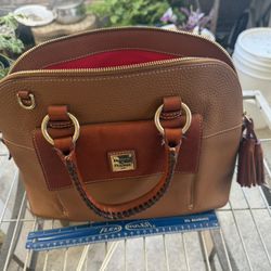 Dooney & Bourke Brown Leather Aubrey Satchel Purse Hand Bag Pre Own 