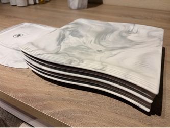 White Marble Large Plate Set of 6