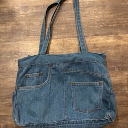 Bag handbag distressed denim fabric New