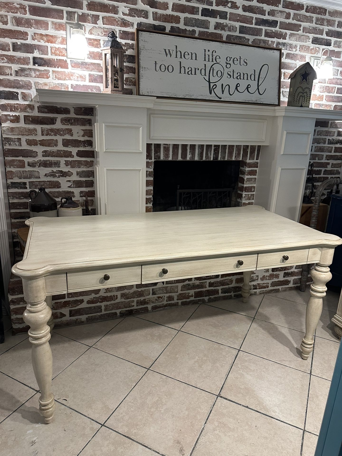 Gorgeous Refinished Writing Table / Large Desk 