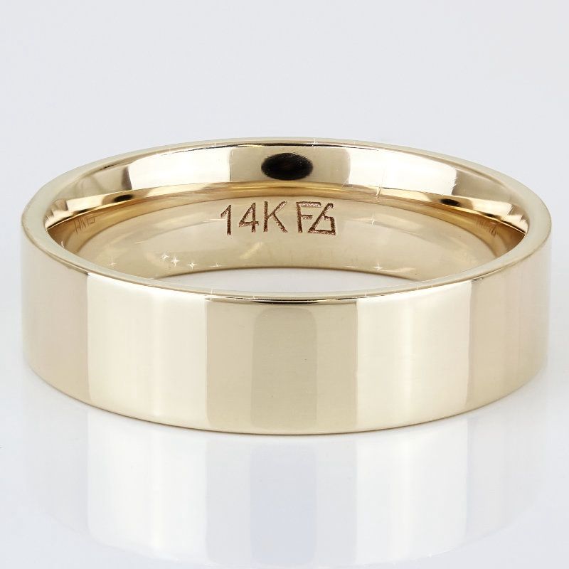 14K Yellow Gold Comfort-Fit Flat Edge Wedding Band Ring by Frederick Goldman