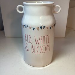 Rae Dunn Red White And Bloom Jug Vase