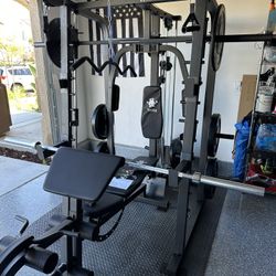 Vesta Fitness Smith Machine 2001 w/Bench Attachment | 230lb Bumpers Weights | 7ft Olympic Bar | Fitness | Gym Equipment | FREE DELIVERY 🚚 