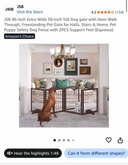 JSB 96-inch Extra Wide 30-inch Tall Dog Gate with Door