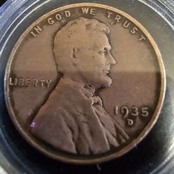 1935 Nineteen thirty Five wheat Penny.
