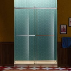 SURFK-6080-BN WOODBRIDGE Frameless Double Sliding Shower Door, 56-60" Width x 80"Height with 5/16"(8mm) Clear Tempered Glass in Brushed Nickel Finish