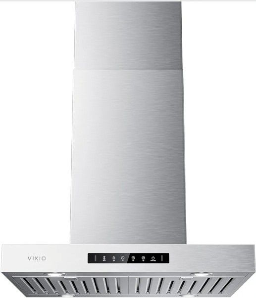 Island Range Hood 30 Inch, 600 CFM Island Mount Range Hood with Dual-Sided Touch/Gesture Control, Ceiling Mount kitchen Hood, Convertible Ducted/Ductl