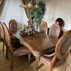 Solid Wood Dining Set With Server 