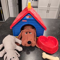 Vintage 1986 Pound Puppies Dog House/large Dog/Small Dog/Dog Bone/Dog Bowl Set