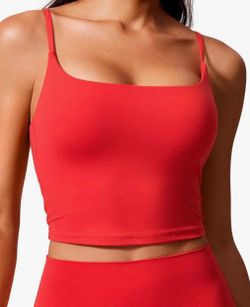 CRZ YOGA Butterlift Scoop Neck Crop Tank Top Built in Bra, Removable Pads, Yoga, Buttery Soft, Adjustable U Back WITH THE YEOREO SoftHue Women’s Bike