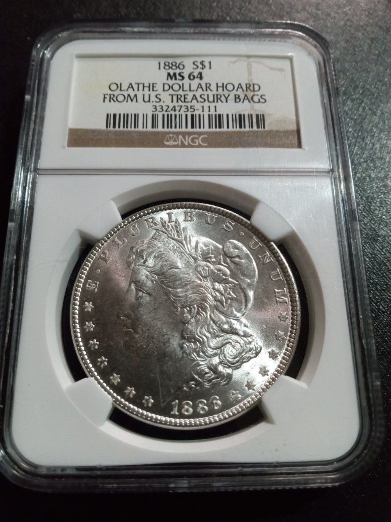 1886 Silver $1 MS 64 - Olathe Dollar Hoard From U.S. Treasury Bags