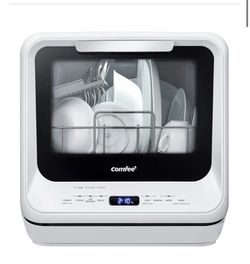 COMFEE' Portable Countertop Dishwasher with Built-In 5L Water Tank – White