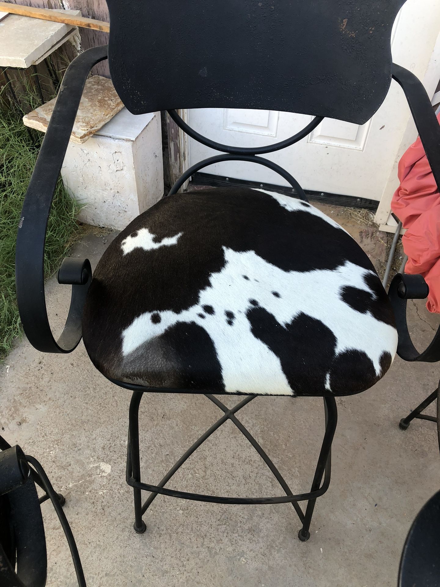 4 Chairs Metal With Cow Print