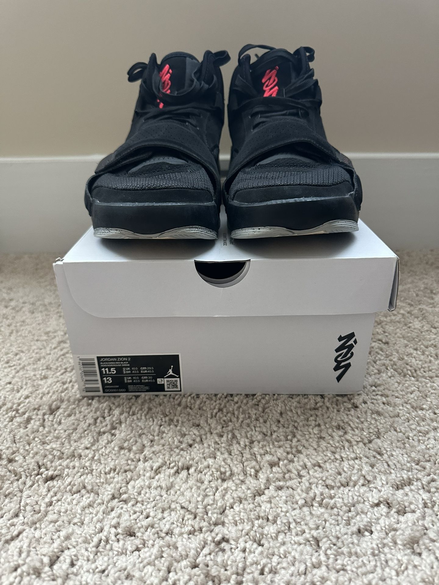 Jordan Zion 2 Black Cement/Siren Red