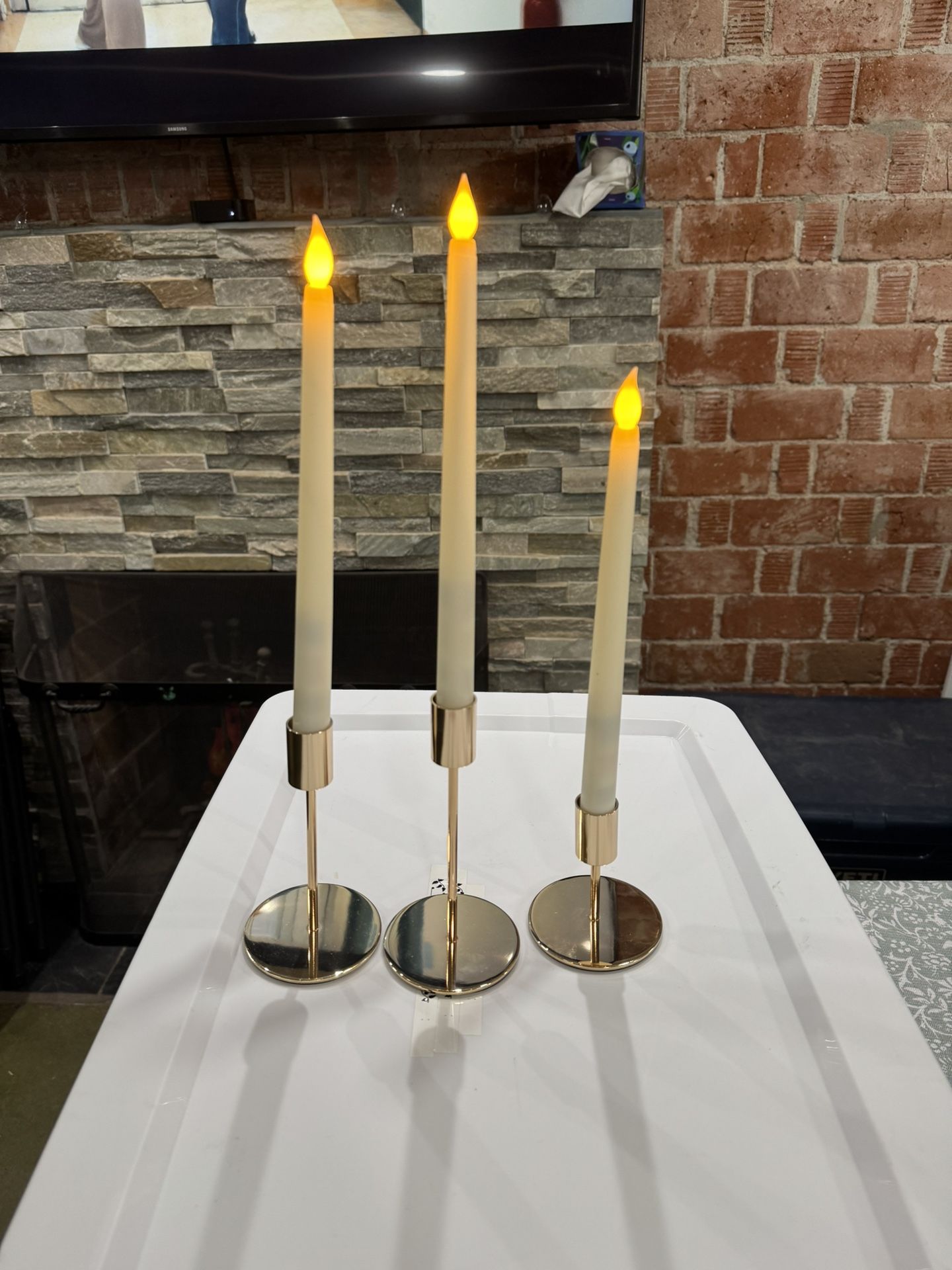 Wedding Candles Gold Holders