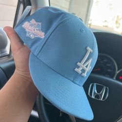 LA Dodgers Baby Blue New Era Pink Brim Cap 