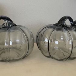 2 Hand blown Glass Pumpkins