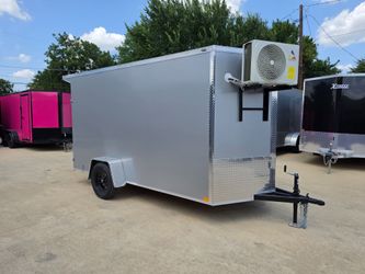 2027 New 6x12 SA Screwless Enclosed Trailer | Spoiler Package | Barn Doors | .08 polycor | mini split | dexter axles | 1195 (SILVER)