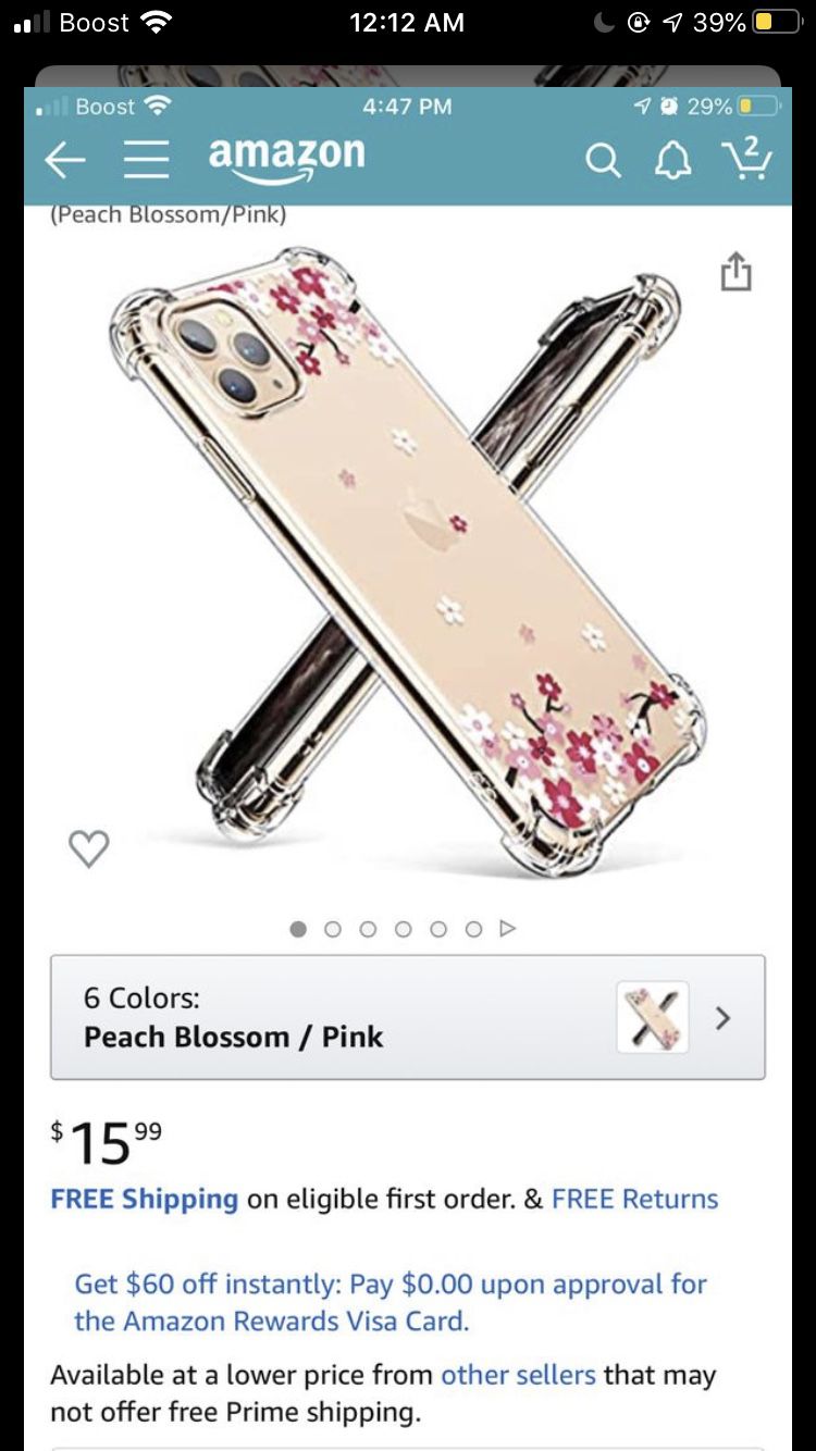 iPhone 11 Pro Max Case, Clear Flower Design