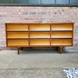 Mid Century Modern Walnut 9 Drawer Lowboy Dresser Vintage 