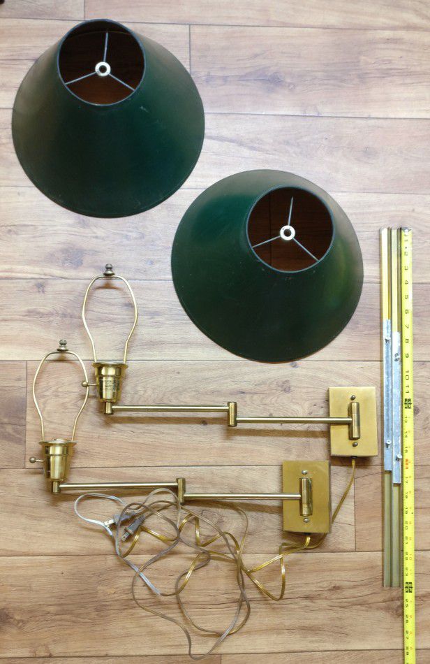 Pair Of Swing Arm Wall Lamps, Brass