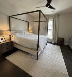 TALL CANOPY BED 🛏️🤍 Boucle Fabric Bed ✅