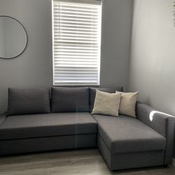 Sleeper sectional sofa, with storage, dark gray