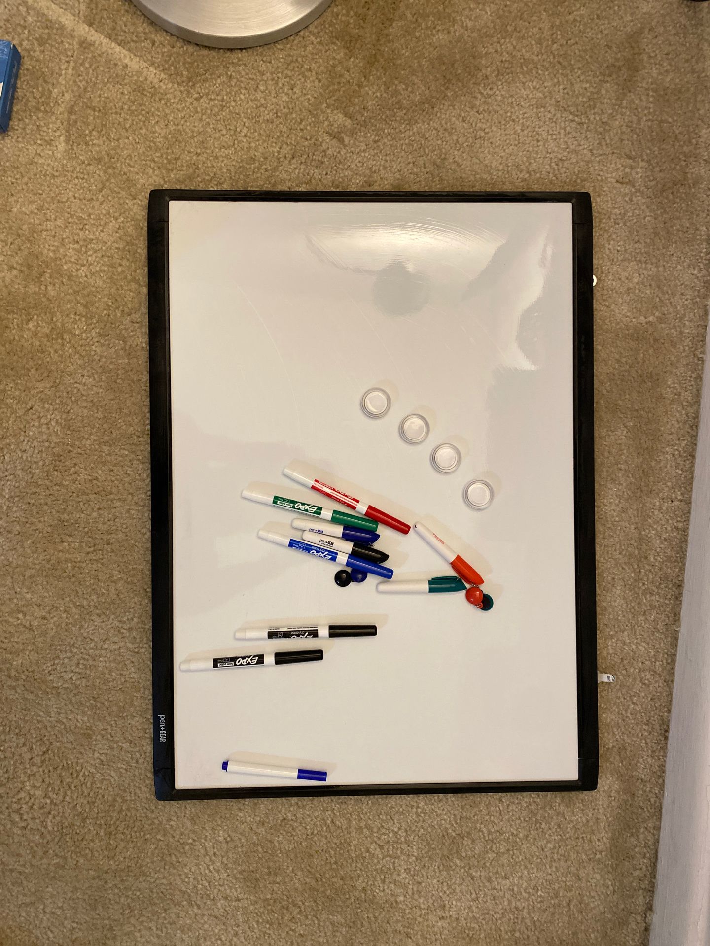 My favorite whiteboard with 4 magnets and pens