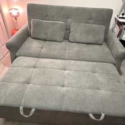 73” Queen Rolled Arm Tufted Back Convertible Sleeper Sofa With Cushions. 