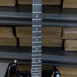 Strat Style Electric Guitar 6 String - Tobacco Burst/Sunset, Soft Bag, Strap, Tool 