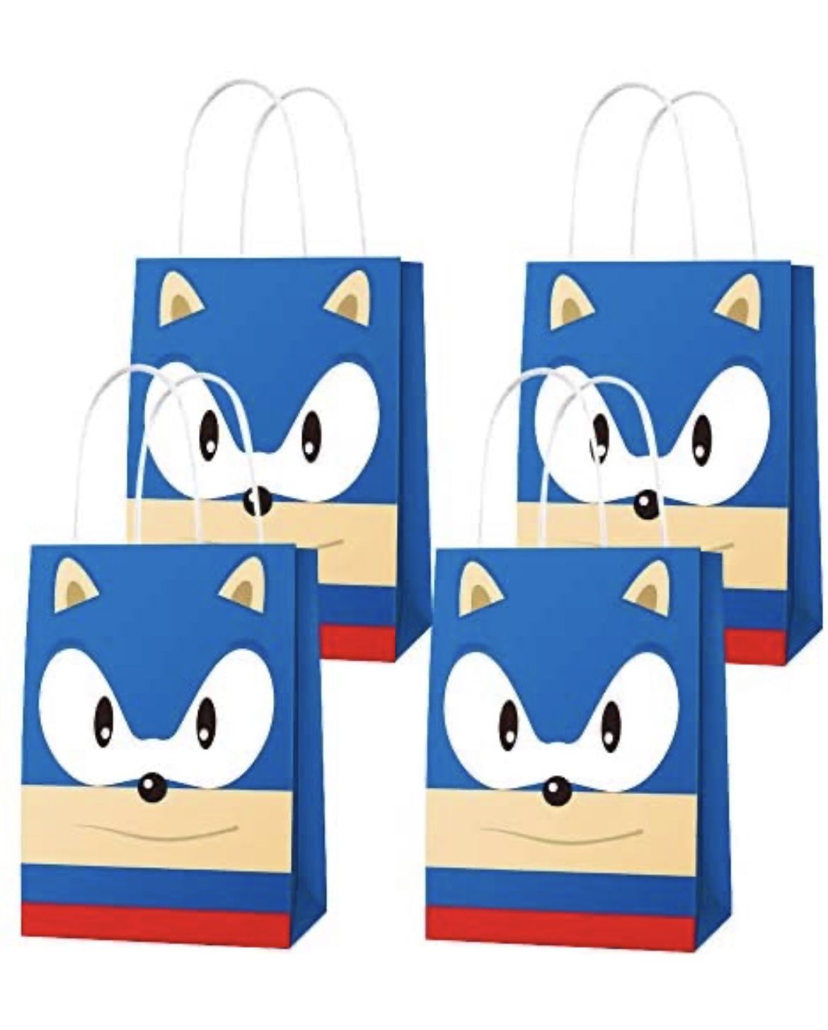 16 PCS Sonic Inspired Party Paper Bags for Sonic The Hedgehog Birthday Party Supplies Favor Goody Candy Bags Treat Bags for Kids Adults Birthday Party