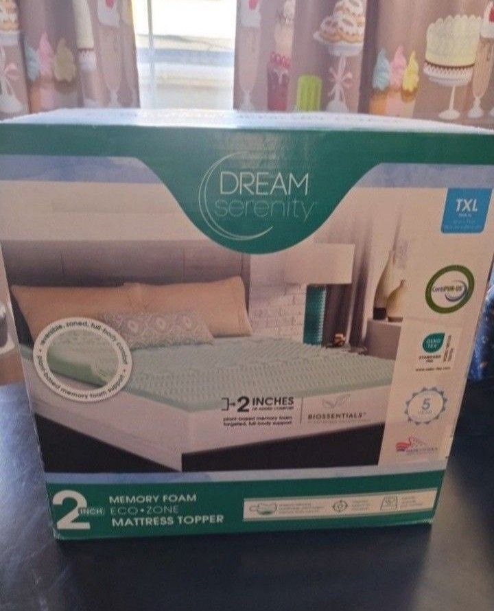 Dream Serenity 2" Eco Zone Mattress Topper Twin XL Size ($70 Retail)