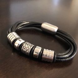 Leather | Stainless Steel | Wrap Bracelet | Jewelry