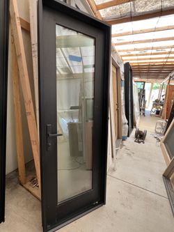 Black glass door 28”1/2x80”1/2 frosted glass