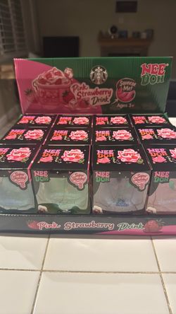 Nee Doh Pink Strawberry Drink Squishy Toy Display