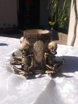 Sitting Skeletons Candle Holder. $15 Or B.O. 
