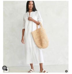 Jenni Kayne Capri Caftan Dress Cover Up Linen Ivory XS Coachella Festival