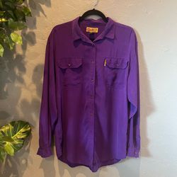 Vintage Limited Jeans Purple Silk Button Up Shirt 16 90s Whimsigoth Casual