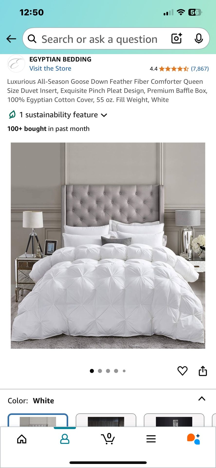 NEW! Queen Size Goose Down Comforter: White