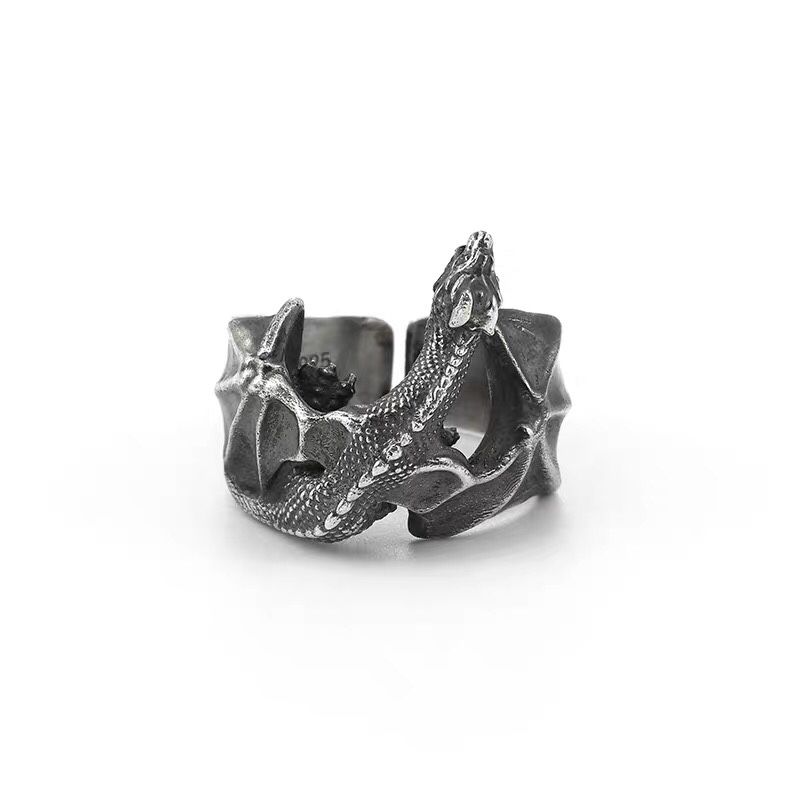 Dragon shape sterling silver ring, adjustable