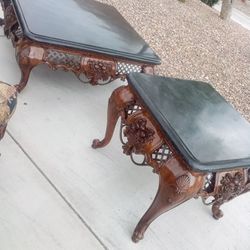 2 Matching Antique Coffee Tables And End Tables