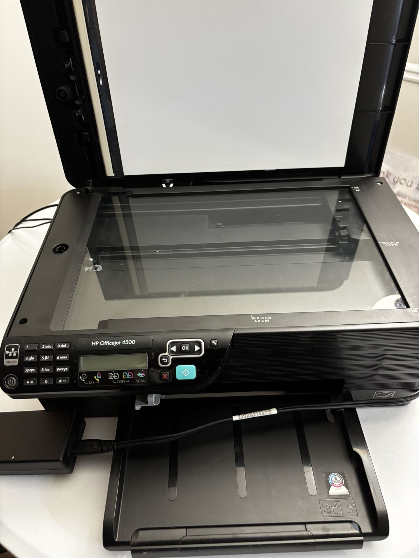 HP Officejet 4500 All-in-One Printer Print | Scan | Copy | Fax 📦 Comes with: • Power cable • USB cable (for PC connection) • Phone/fax