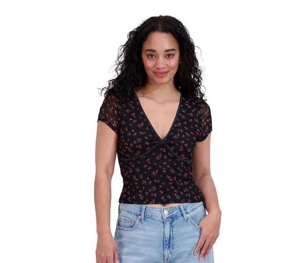 NWT Aeropostale Women's Mesh V-Neck Crop Top- Size S