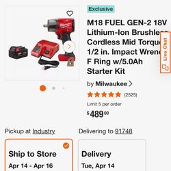 Milwaukee Cordless 1/2” Impact Wrench