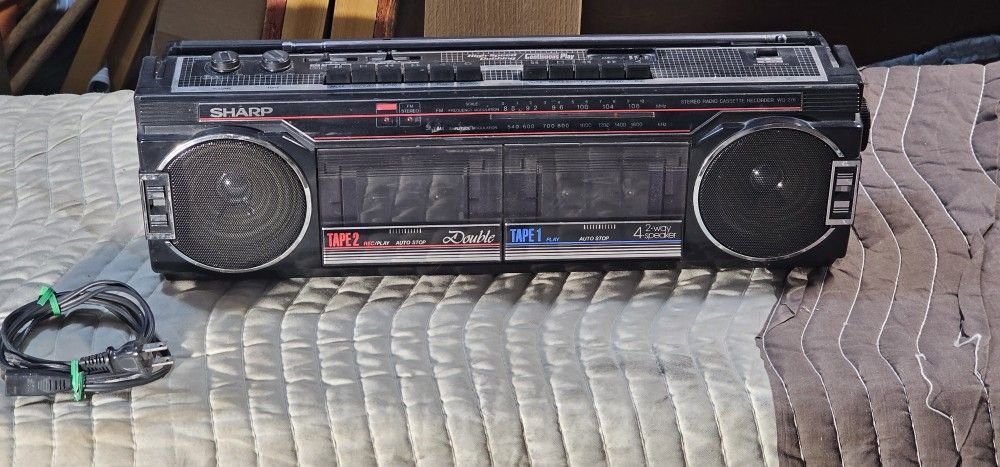 Vintage Sharp Boombox Dual Cassette Player Am Fm Radio