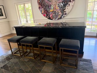 Set of 4 Backless Bar Stools Gold Base