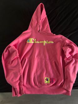 Pink champion hoodie (large)