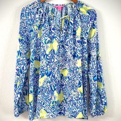 LIKE NEW  Lilly Pulitzer Willa Zest For Life  Lemon Tunic L ( NWT $128)