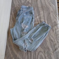 Vanilla Star Jeans Vanilla Star Designed in New York Light Faded Distressed Elastic Hem Jeans