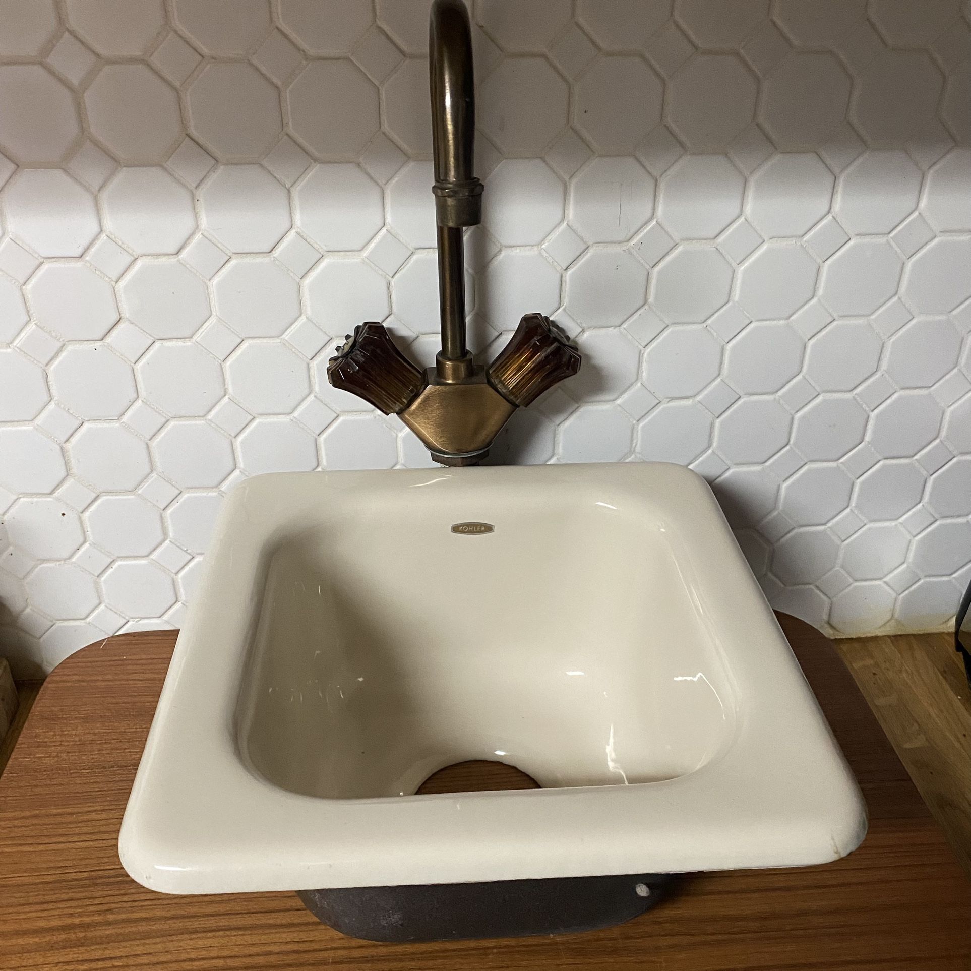Vintage Kohler Cast Iron Wet Bar Sink And Faucet